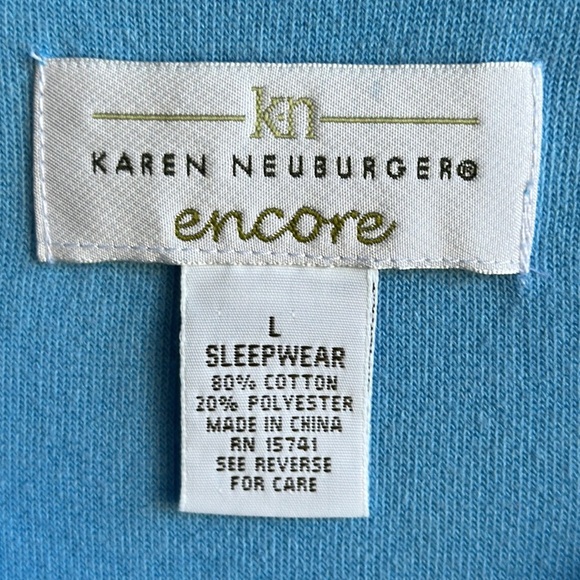 Vintage Karen Neuburger blue terry cloth lounge dress / sleepwear, size L - Picture 4 of 5